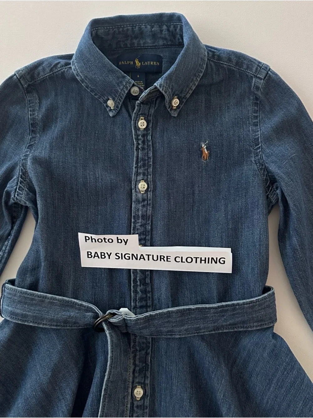 Ralph Lauren Girls 6 Denim Shirt Dress Belted